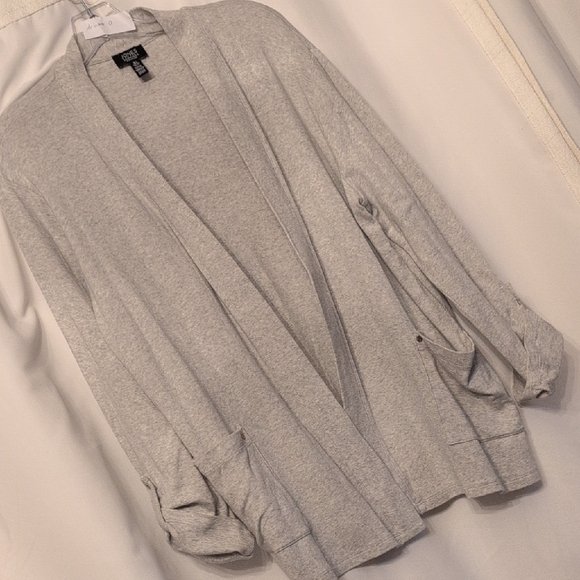 Jones New York Heather Gray Open-Front Cardigan - Picture 1 of 8
